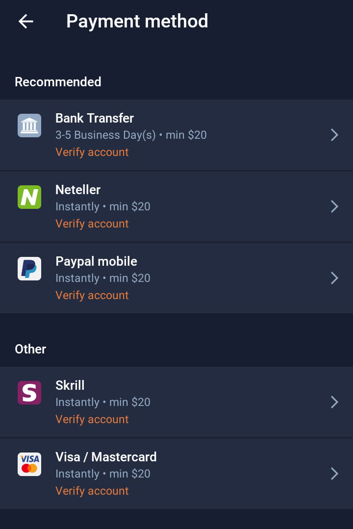 Android app deposit money