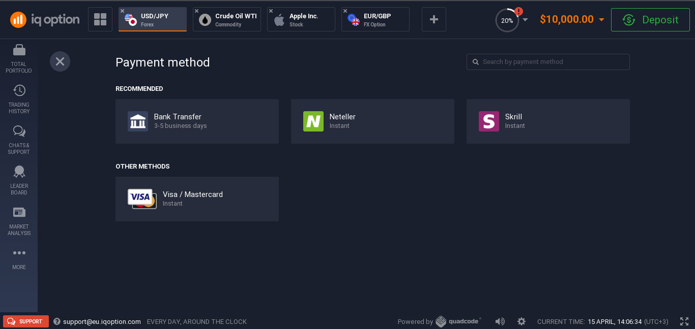 IQBroker - payment methods