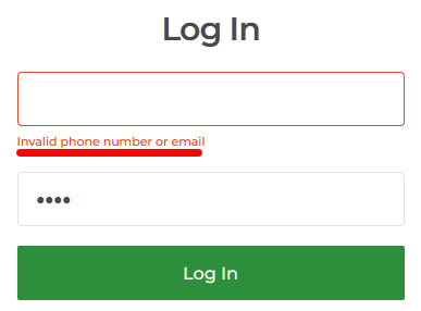 Phone number is incorrect