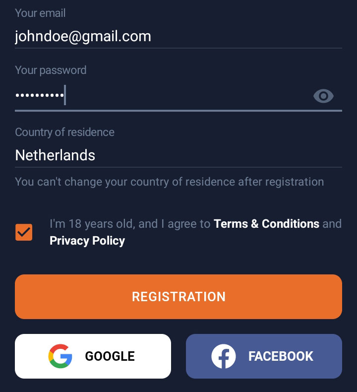 IQBroker - Registration in iOS app