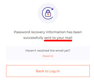 Password recovery information has been successfully sent to your mail